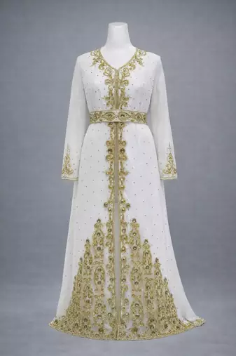  Abaya Georgette Zari Embroidered Kaftan