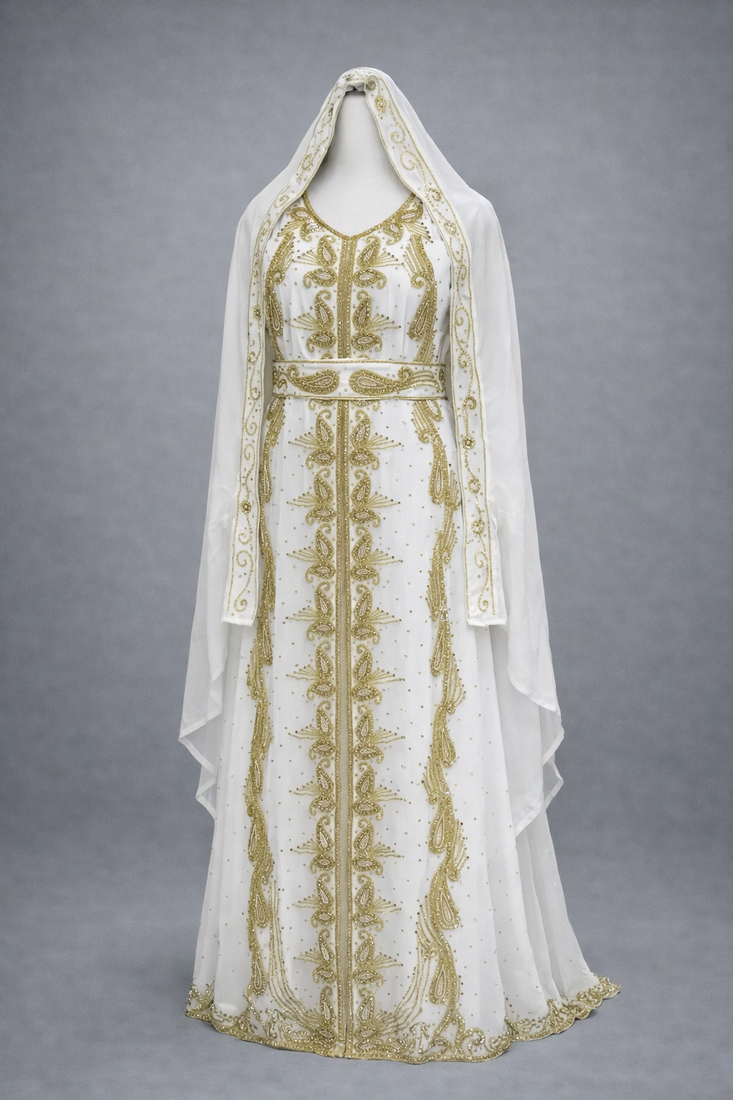  Abaya Georgette Zari Embroidered Kaftan