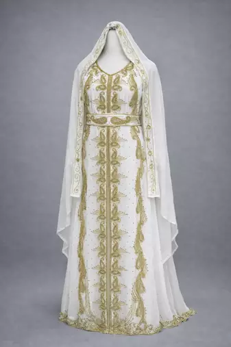  Abaya Georgette Zari Embroidered Kaftan