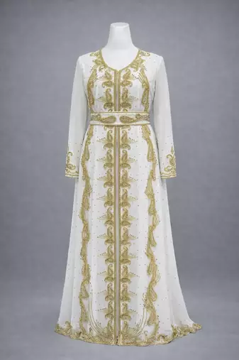  Abaya Georgette Zari Embroidered Kaftan