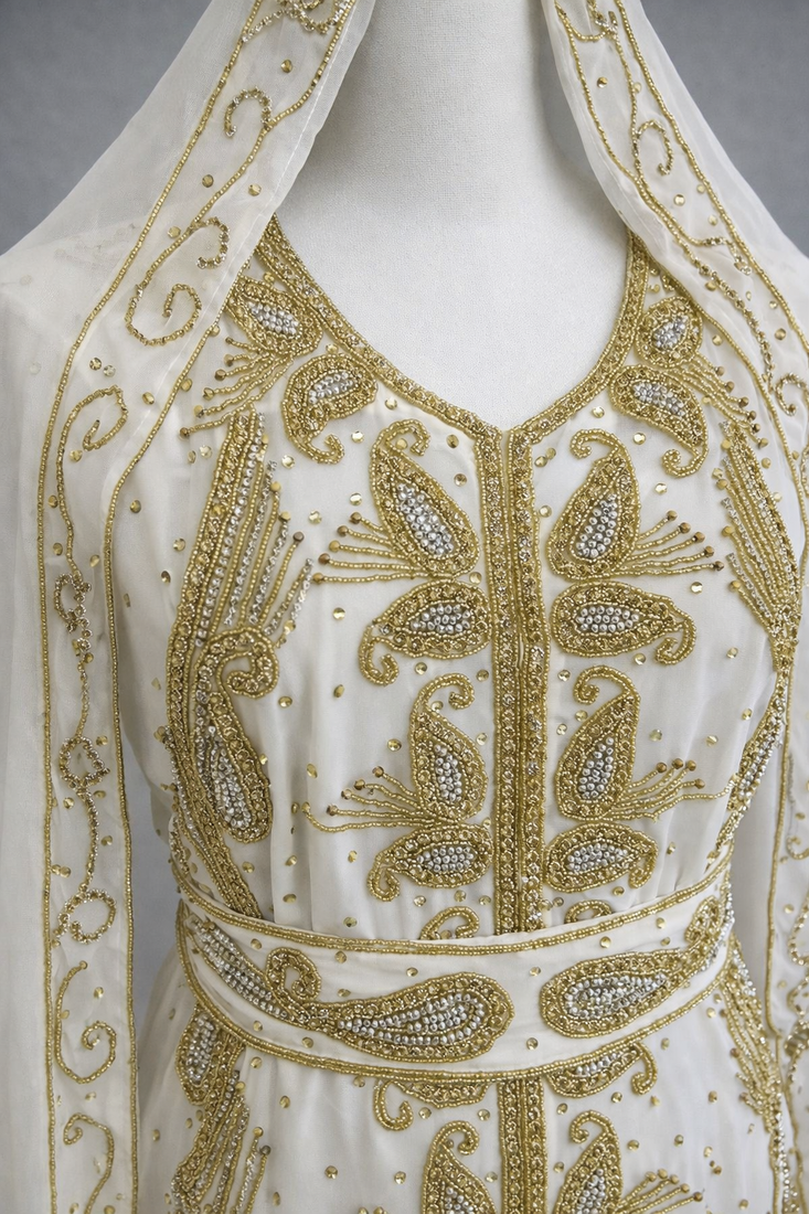  Abaya Georgette Zari Embroidered Kaftan