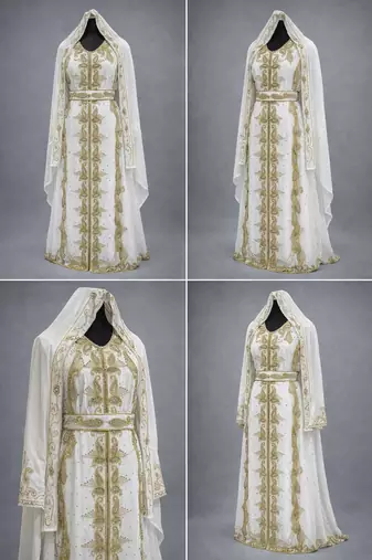  Abaya Georgette Zari Embroidered Kaftan