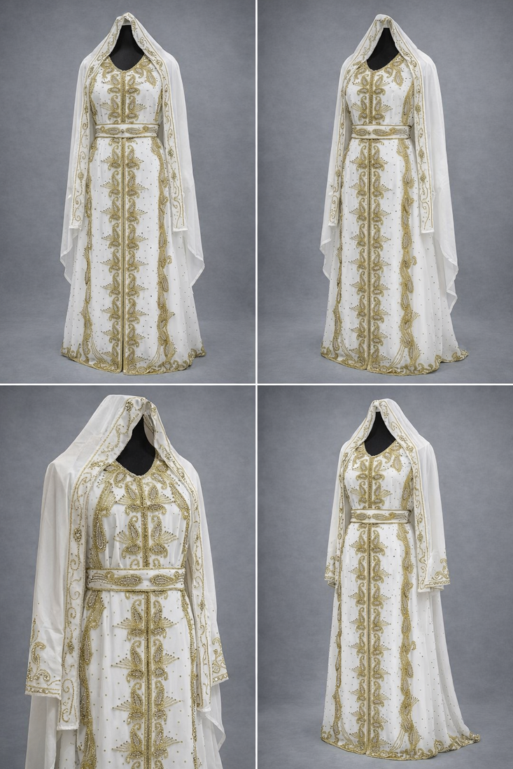  Abaya Georgette Zari Embroidered Kaftan