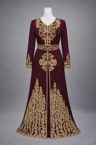  Abaya Georgette Zari Embroidered Kaftan