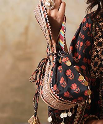 Black silk embroidered potli bag 2