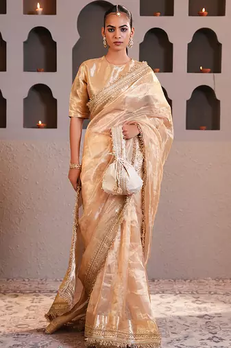 Ivory silk embroidered potli bag