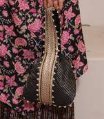 Black silk embroidered potli bag