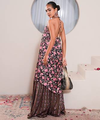 Black silk embroidered potli bag 2