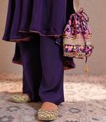 Purple silk embroidered potli bag