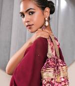 Pink silk embroidered potli bag