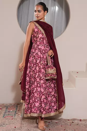 Pink silk embroidered potli bag