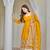 yellow silk blend embroidered anarkali set
