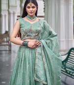 sea green silk embroidered wedding lehenga set