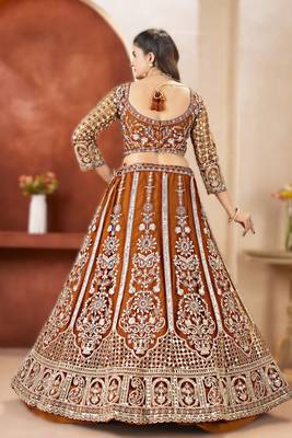 brown embroidered lehenga choli ethnic set 2