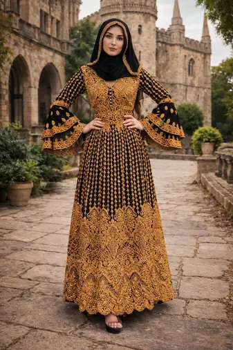  Abaya Georgette Zari Embroidered Kaftan