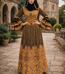  Abaya Georgette Zari Embroidered Kaftan