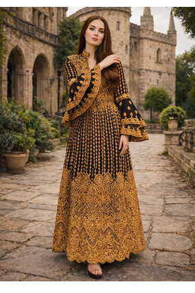  Abaya Georgette Zari Embroidered Kaftan 2
