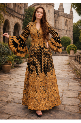  Abaya Georgette Zari Embroidered Kaftan 3