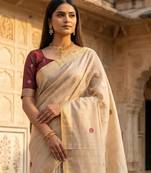beige south indian saree cotton with blouse