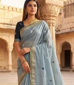 blue south indian saree cotton with blouse