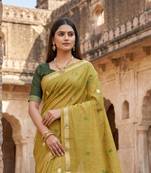 olive south indian cotton saree with blouse