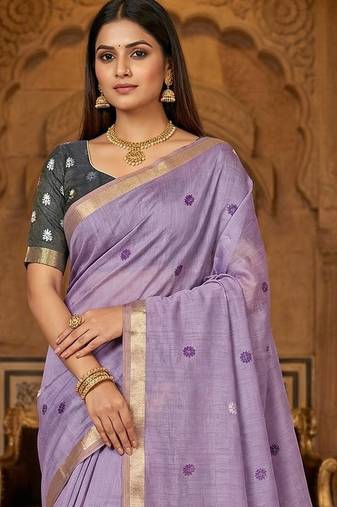 lavender south indian cotton saree with blouse