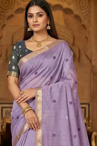 lavender south indian cotton saree with blouse