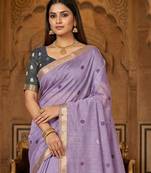 lavender south indian cotton saree with blouse