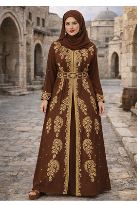  Abaya Georgette Zari Embroidered Kaftan 1