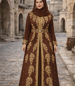  Abaya Georgette Zari Embroidered Kaftan