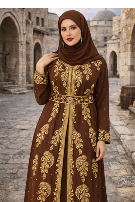  Abaya Georgette Zari Embroidered Kaftan 2