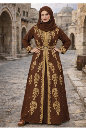  Abaya Georgette Zari Embroidered Kaftan 4
