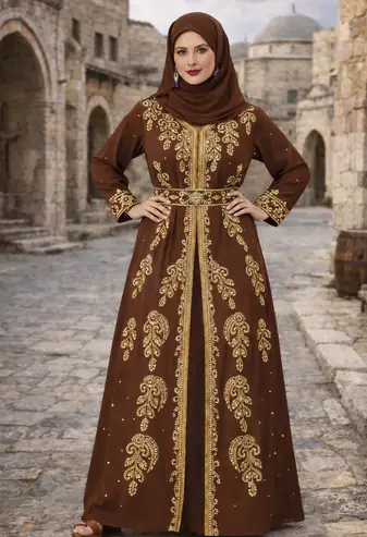  Abaya Georgette Zari Embroidered Kaftan