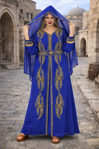 Moroccan Caftan Georgette Zari Embroidered Kaftan