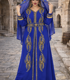 Moroccan Caftan Georgette Zari Embroidered Kaftan