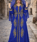 Moroccan Caftan Georgette Zari Embroidered Kaftan