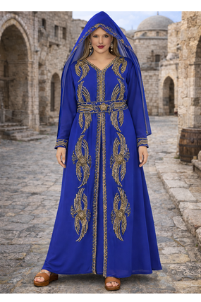 Moroccan Caftan Georgette Zari Embroidered Kaftan 2