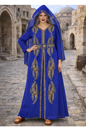 Moroccan Caftan Georgette Zari Embroidered Kaftan 3