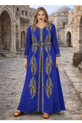 Moroccan Caftan Georgette Zari Embroidered Kaftan 4