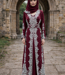  Abaya Georgette Zari Embroidered Kaftan