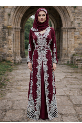  Abaya Georgette Zari Embroidered Kaftan 3