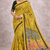 olive designer soft cotton saree with blouse