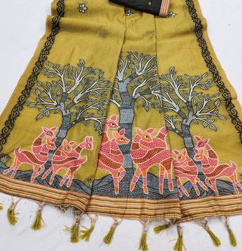 olive designer soft cotton saree with blouse 3