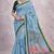 blue designer soft cotton sarees with tassels