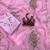 pink silk printed saree with beadwork