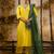 yellow silk blend kurta set with green dupatta