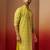 Green linen silk thread embroidered kurta