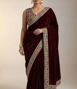 black velvet saree with designer embroidered border