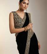 black velvet saree with designer embroidered border