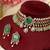Gold plated kundan green stones choker necklace set